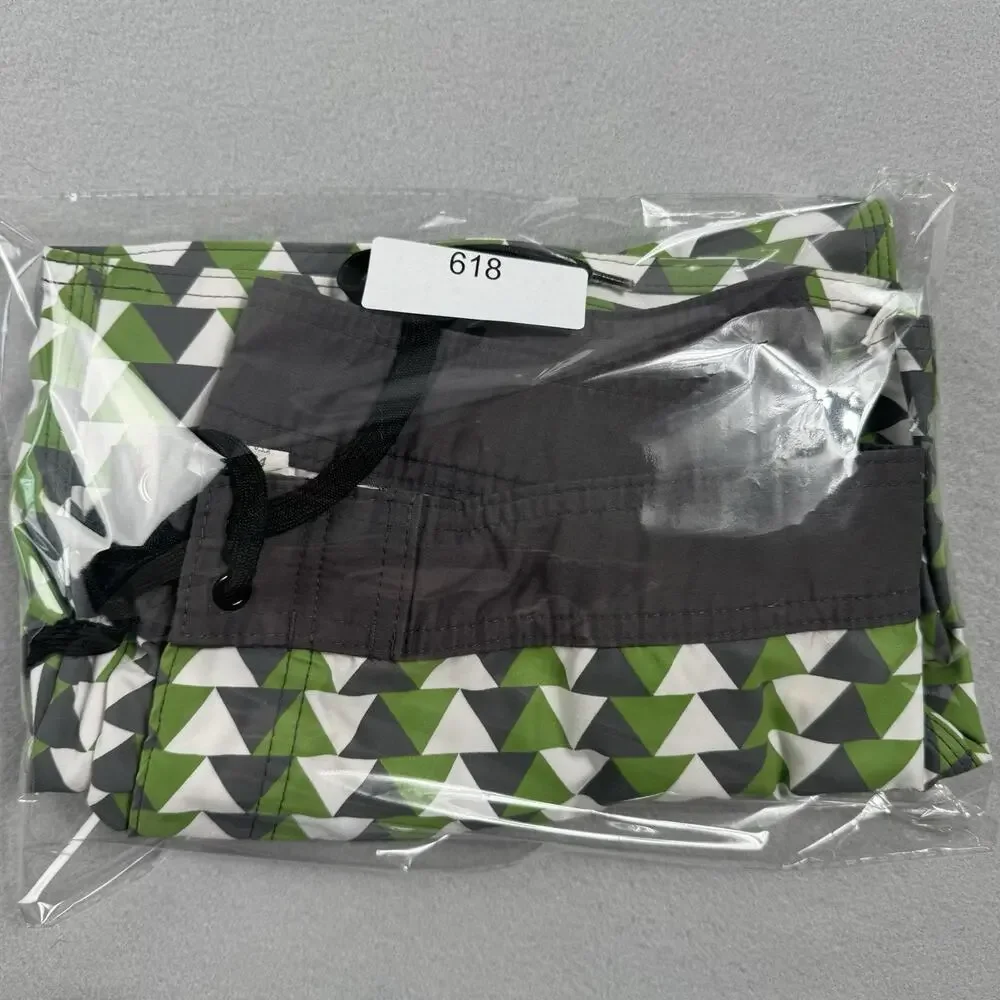 Jedidiah Men’s Board Shorts Size 34 Green Gray Triangle Surf Swim USA